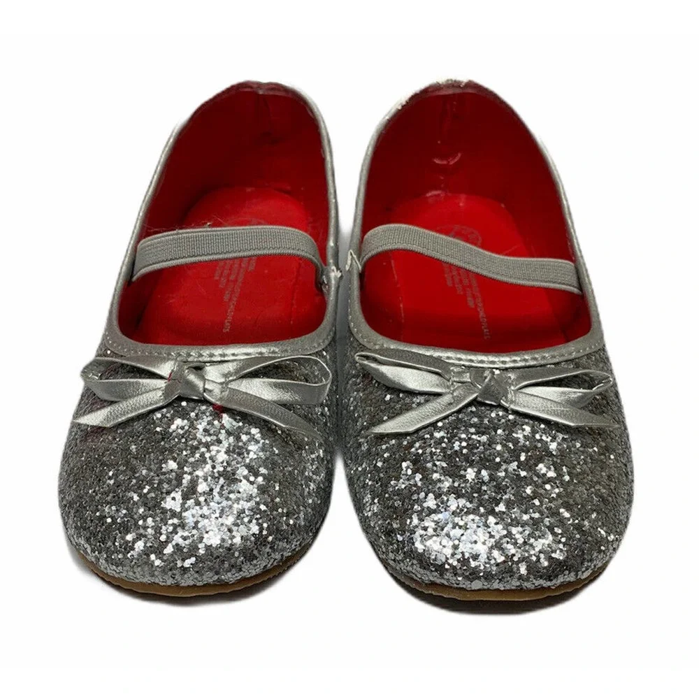 Rubie's Childs Girls Silver Glitter Costume Dress Up Flats Size Medium 13-1